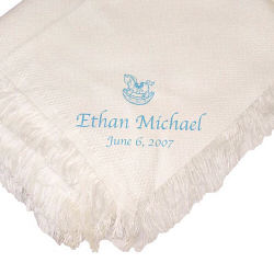 New Baby Personalized Rocking Horse Keepsake Baby Blanket